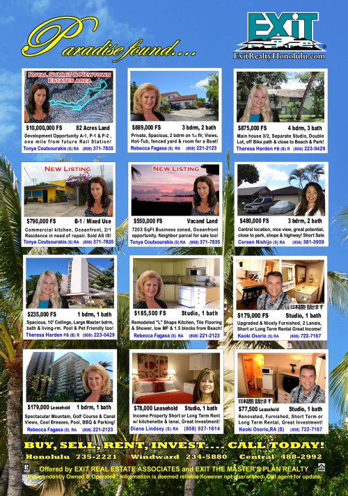 EXIT Realty July 2014 Hawaii Featured Oahu Homes For Sale
